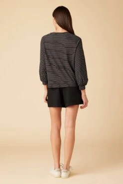 Issa Raglan Slub Tee - Gigi Black Stripe -Mode Weft Sales Store 9400 Issa Slub Gigi Stripe Black 3