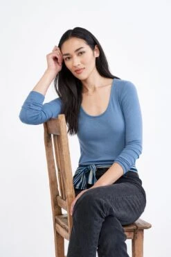 Itana Long Sleeve Dream Rib Tee - Horizon