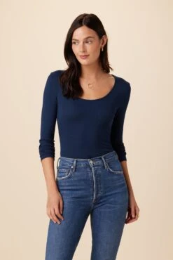 Itana Long Sleeve Dream Rib Tee - Ocean
