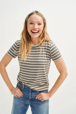 Berkeley Dream Knit Tee - Harbor Vetiver Stripe -Mode Weft Sales Store 9493 Berkeley Harbor Stripe Vetiver 0682 web ff16046e 9adb 4e15 96e7 714cf403bd79
