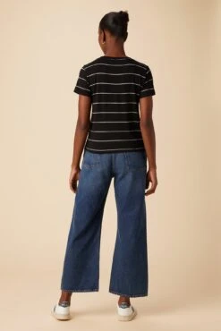 Berkeley Dream Knit Tee - Black Havana Stripe -Mode Weft Sales Store 9493 SS Berkeley Black Havana Stripe 3