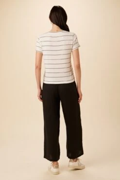 Berkeley Dream Knit Tee - White Havana Stripe -Mode Weft Sales Store 9493 SS Berkeley Havana Stripe Natural Black 3