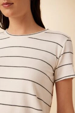 Berkeley Dream Knit Tee - White Havana Stripe -Mode Weft Sales Store 9493 SS Berkeley Havana Stripe Natural Black 4