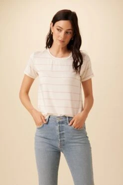 Berkeley Dream Knit Tee - Havana Stripe Rose