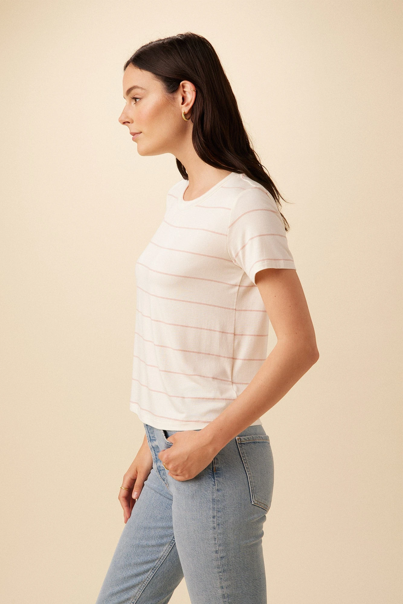 Berkeley Dream Knit Tee - Havana Stripe Rose 4 Berkeley Dream Knit Tee - Havana Stripe Rose - Image 2