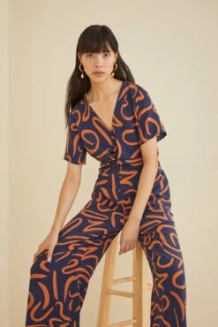 Fantasia Silk Jumpsuit -Mode Weft Sales Store 9669 Fantasia Matisse Rust 1461 web