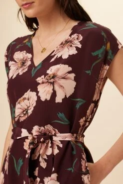 Cindra Washable Silk Midi Dress - Paysage Sepia -Mode Weft Sales Store 9674 Cindra Paysage Sepia 4