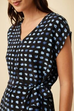 Cindra Washable Silk Midi Dress - Squared Up Black -Mode Weft Sales Store 9674 Cindra Squared Up Black 4