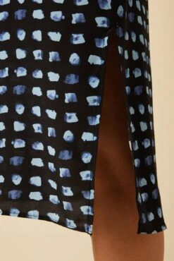 Cindra Washable Silk Midi Dress - Squared Up Black -Mode Weft Sales Store 9674 Cindra Squared Up Black 5