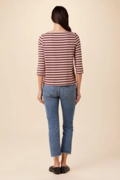 Cecelia Reverie Knit Tee - Maple Rose Stripe -Mode Weft Sales Store 9819 Cecelia Paris Stripe Maple Rose 3