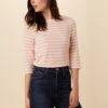 Cecelia Reverie Knit Tee - Rose And Ivory -Mode Weft Sales Store 9819 Cecelia Rose Ivory Stripe 1