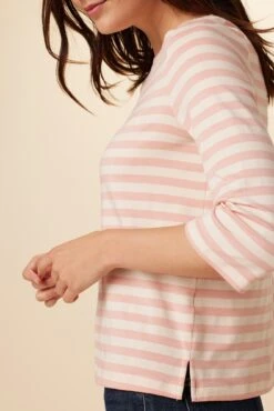 Cecelia Reverie Knit Tee - Rose And Ivory -Mode Weft Sales Store 9819 Cecelia Rose Ivory Stripe 4