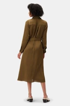 Joyce Dress - Bronzed Olive -Mode Weft Sales Store LS Joyce Bronzed Olive 3
