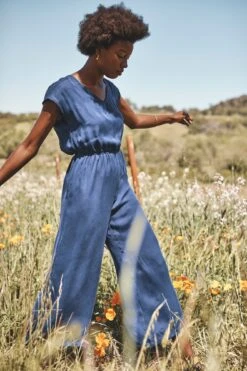 Wynnie Cupro Jumpsuit - Lapis -Mode Weft Sales Store winnie lapis 126 a45aafb6 aacc 4b17 a4aa d871c7d6ce2b